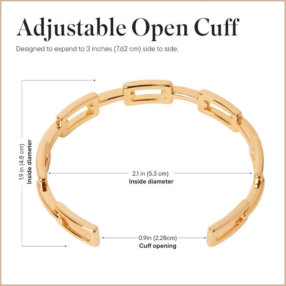 Women's Gold Huxley Cuff Bracelet Adjustable Bracelet High Polish Plating - Picture 5 of 7
